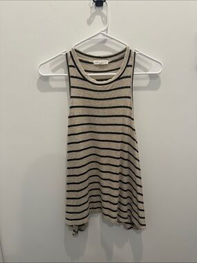 Scoop NYC Beige and Black Striped Sleeveless Tank